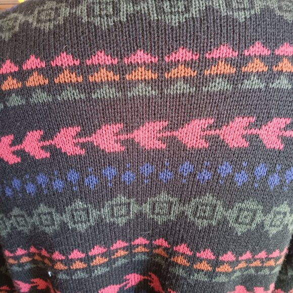 XL 80s Vintage Graphix Cardigan Sweater Ugly Geometric Pattern Black Cosby - Picture 6 of 7